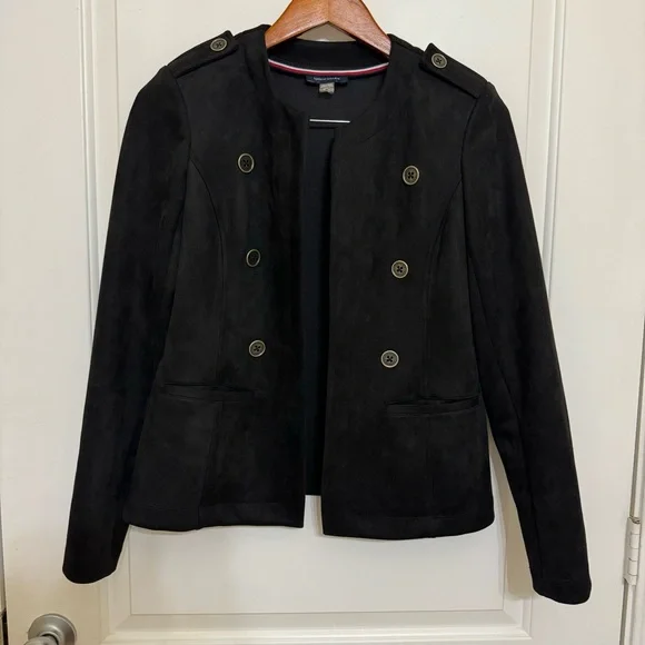 Tommy Hilfiger faux suede black blazer S - Picture 5 of 7